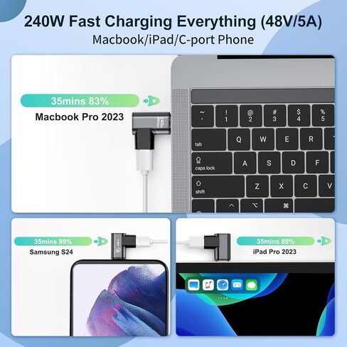 محول مغناطيسي USB C 240 وات، محول USB C مغناطيسي 24 دبوس مستقيم مع PD 240 وات USB4 40 جيجابت في الثانية نقل البيانات 8K 60 هرتز فيديو لـ Thunderbolt 3/4، iPhone 15 MacBook Pro/Air، PS5 PSVR2، أسود in Saudi Arabia