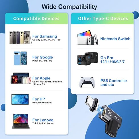 محول مغناطيسي USB C 240 وات، محول USB C مغناطيسي 24 دبوس مستقيم مع PD 240 وات USB4 40 جيجابت في الثانية نقل البيانات 8K 60 هرتز فيديو لـ Thunderbolt 3/4، iPhone 15 MacBook Pro/Air، PS5 PSVR2، أسود in Saudi Arabia