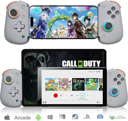 arVin Wireless Gamepad Controller for iPad Pro 13"/Air/Mini/Tablet/iPhone/Android/Switch/PS4/PC with Hall Effect Sensing Joystick/RGB Light/Turbo/Macro Key/6-Axis Gyro/Vibration/Streaming/Cloud Gaming in Saudi Arabia