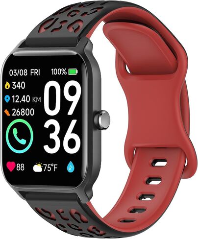 Leopard Engraved Band Compatible with Woneligo/Fitpolo Smart Watch IDW13, 22mm Silicone Replacement Straps for ENOMIR IDW19/MILOUZ IDW19/Gydom IDW19/Faweio IDW19 Smart Watch Band for Women Men in Saudi Arabia
