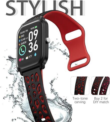 Leopard Engraved Band Compatible with Woneligo/Fitpolo Smart Watch IDW13, 22mm Silicone Replacement Straps for ENOMIR IDW19/MILOUZ IDW19/Gydom IDW19/Faweio IDW19 Smart Watch Band for Women Men in Saudi Arabia