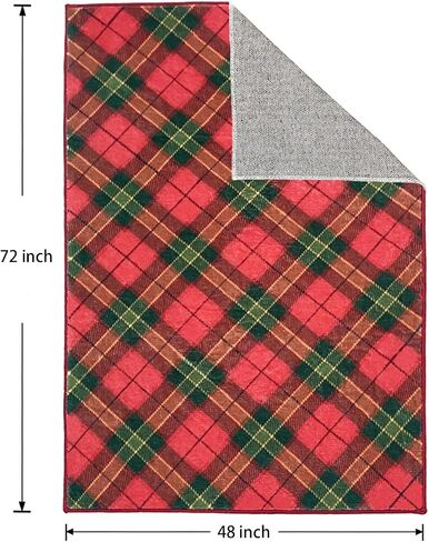 Christmas Area Rugs 4x6 Machine Washable High Traffic Xmas Door Mat Non-Slip Floor Carpet for Living Room Dining Room Bedroom Entryway & Hallway, Red Checkered in Saudi Arabia