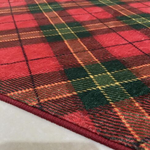 Christmas Area Rugs 4x6 Machine Washable High Traffic Xmas Door Mat Non-Slip Floor Carpet for Living Room Dining Room Bedroom Entryway & Hallway, Red Checkered in Saudi Arabia
