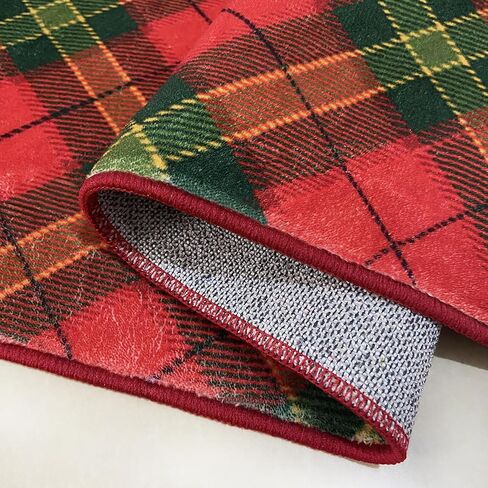 Christmas Area Rugs 4x6 Machine Washable High Traffic Xmas Door Mat Non-Slip Floor Carpet for Living Room Dining Room Bedroom Entryway & Hallway, Red Checkered in Saudi Arabia