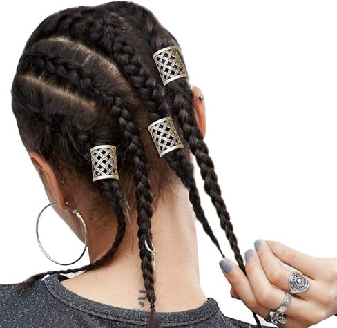 RechicGu 3 قطع فضية منسوجة نورس فايكنغ القراصنة التنين الرونية اللحية الخرزة المجدل حلقة جديلة الشعر دبوس مجموعة in Kuwait