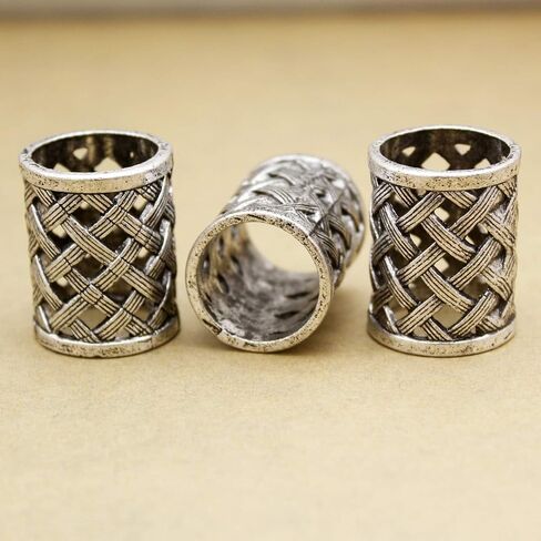 RechicGu 3 قطع فضية منسوجة نورس فايكنغ القراصنة التنين الرونية اللحية الخرزة المجدل حلقة جديلة الشعر دبوس مجموعة in Kuwait