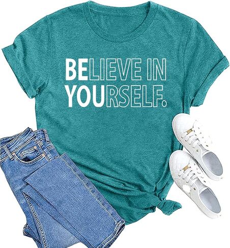 MAIHUN Inspirational Shirt for Women Believe in Yourself Tshirt Motivational Proud Tee Top in Saudi Arabia