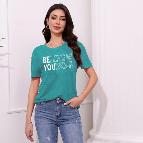 MAIHUN Inspirational Shirt for Women Believe in Yourself Tshirt Motivational Proud Tee Top in Saudi Arabia