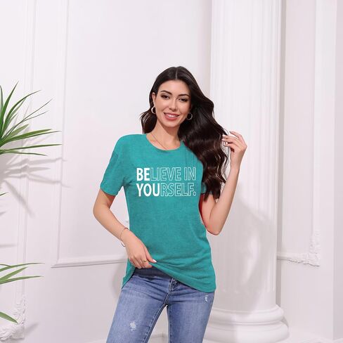 MAIHUN Inspirational Shirt for Women Believe in Yourself Tshirt Motivational Proud Tee Top in Saudi Arabia