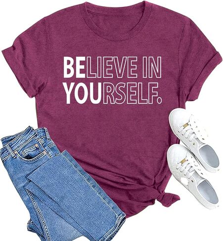 MAIHUN Inspirational Shirt for Women Believe in Yourself Tshirt Motivational Proud Tee Top in Kuwait