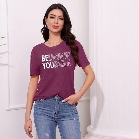 MAIHUN Inspirational Shirt for Women Believe in Yourself Tshirt Motivational Proud Tee Top in Kuwait
