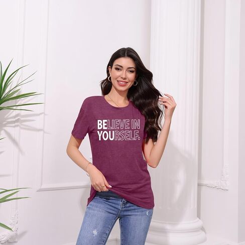 MAIHUN Inspirational Shirt for Women Believe in Yourself Tshirt Motivational Proud Tee Top in Kuwait