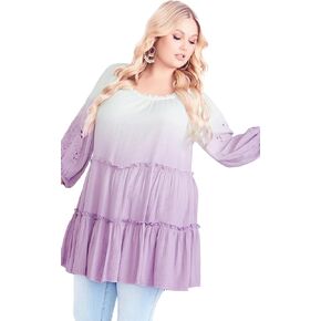 Avenue Women's Plus Size Tunic - Clover Dip Dye