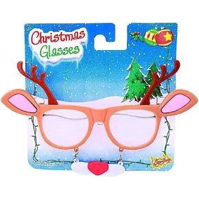 Sun-Staches Snowman Sunglasses, Holiday Party Costume Accessory, One Size Fits All White, Black