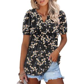 Angerella Womens Tops Dressy Casual V Neck Short Sleeve Shirts Summer Loose T Shirts Trendy Tunic Tops