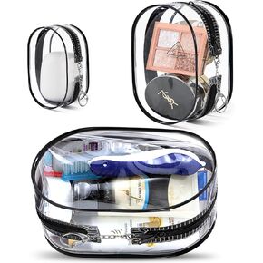 XEWEA Clear Travel Toiletry Bags, 3 Pack TSA Approved Transparent Makeup Bag for Men Women, Large Waterproof PVC Quart Organizer Kit with Zipper for Toiletries Airline Essentials,Toy Storage Pouch