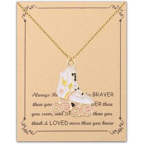 FUSTMW Roller Skater Gifts Roller Skate Necklace Pendant Roller Skating Gifts Roller Skate Lovers Gifts Jewelry (Silver)