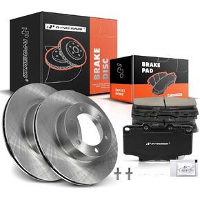 A-Premium 12.55 inch (318.7mm) Front Vented Disc Brake Rotors + Ceramic Pads Kit Compatible with Select Toyota Model - Tacoma 2004-2004, 4Runner 1996-2002, 6-PC Set