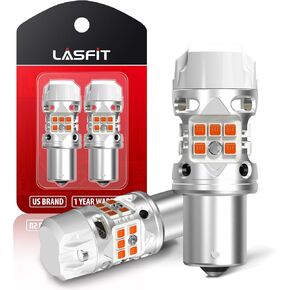 LASFIT T3 7507 LED Bulb Amber PY21W BAU15S Canbus Ready Turn Signal Lights Built In Resistor 2641A 12496 For 2012-2021 VW Tiguan Front, And 2018-2022 Honda Accord Rear, Automotive Plug and Play(2pcs)