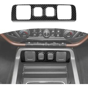 RT-TCZ for Silverado Carbon Fiber Center Console Control Cigarette Lighter Socket Panel Trim Cover for Chevy Silverado/GMC Sierra 2014-2018 Black Carbon Fiber Grain Interior Accessories
