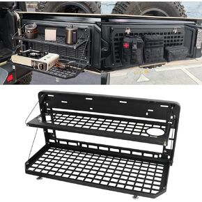 Tailgate Table Rear Foldable Cargo Shelf Tailgate Table Storage Lock Box MOLLE Panel for Jeep Wrangler JK JKU JL JLU