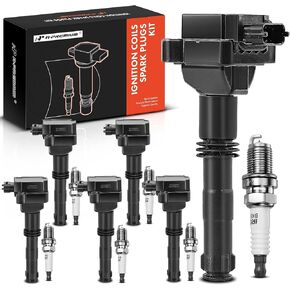 A-Premium Ignition Coils and Spark Plugs Kits Compatible with Porsche 911 1999-2005 2007-2009, Boxster 1997-2004 6-PC Set