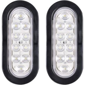 Astra Depot 2pcs Bright White 6000K Oval 10 LED Clear Lens Backup Reverse Fog Light Bulb Grommet Plug Car Truck Trailer RV UTE UTV Boat Van
