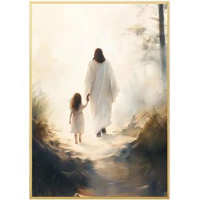 YOYIAXT Christian Wall Art Vintage Jesus Poster Prints Jesus With Children Follow Me Canvas Decor Religious Art Painting Picture For Living Room Bedroom Church