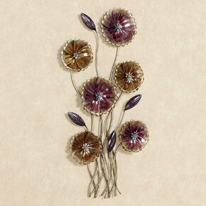 Touch of Class Charming Floral Metal Wall Art Gold, Purple | Flower Hanging Decor for Bedroom, Living Room, Hotel, Entryway