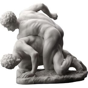 Veronese Design 7 1/4 Inch The Wrestlers Pancrastinae Resin Statue Marble White Finish