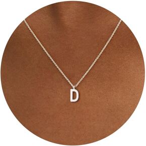 قلادات أولية للنساء - قلادة فضية أولية مطلية بالذهب الأبيض عيار 14 قيراط مع الأحرف الأولى، قلادة حرف Monogram للنساء in Kuwait