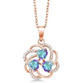 Gem Stone King 2.02 Ct Mercury Mist Mystic Topaz 18K Rose Gold Plated Silver Pendant