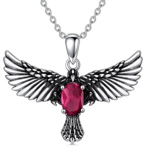 LONAGO Eagle Necklace for Women 925 Sterling Silver Hawk Eagle with Birthstone Pendant Necklace