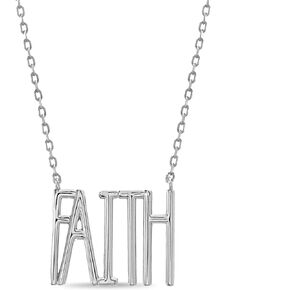 Rae Dunn Inspirational Necklace for Women Rhodium or 14K Yellow Gold Plated Brass Motivational Charm Pendant Delicate Chain Faith, Grateful, Be, Blessed, Joy, Loved, Wish