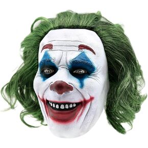 أقنعة الهالوين اللاتكس للرجال من Aolamegs، قناع ابتسامة مع شعر أخضر للبالغين، أزياء تنكرية للمهرج، وملابس الحديقة، ودعامات الحفلات في الفناء (JK24) in Kuwait