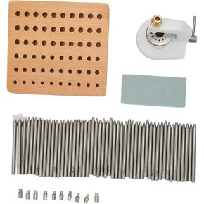 Watch Repair Staking Tool Press Set with Comfortable Non Slip Handle, Resistant Aluminum Alloy, 50 Punch Pins, 10 Punches