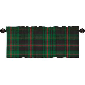 EMMTEEY Tartan Plaid Window Valances Green and Red Line Green Scottish Blackout Adjustable Living Room Valances Rod Pocket Valances Window Treatments,52X18 Inch,1 Pack