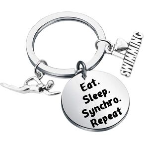 CENWA Synchronized Swimming Gift Keychain Eat Sleep Synchro Repeat Gifts for Synchronized Swimmers/Swim Teams