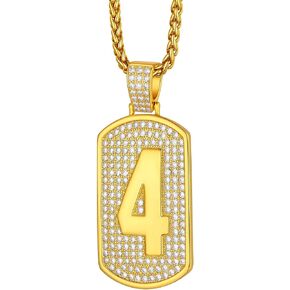 Richsteel Initial Pendant Necklace Letter 18K Gold/Silver Plated A-Z Cubic Zirconia Dog Tag Pendant Necklace for Men Women Thanksgiving Christmas Gift