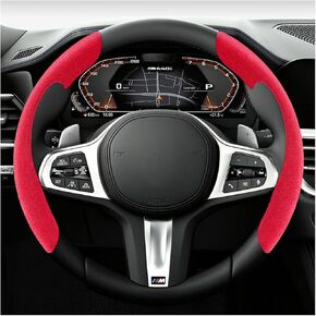 BESULEN Car Steering Wheel Cover, 2PCS Segmented Steering Wheel Protector, Non-Slip and Safe Car Wheel Protector for Men Women, Car Interior Accessories Universal Fit for Most Cars SUVs（Red）