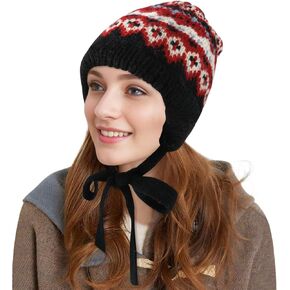 DOCILA Winter Beanie for Women Soft Slouchy Earflap Knit Skull Hats Stretch Warm Outdoor Snow Ski Caps