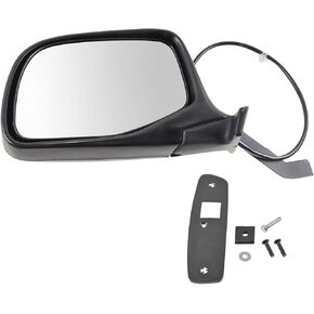 TRQ Left Mirror Power with Chrome Cover Drivers Side Compatible with 1992-1996 Ford Bronco 1992-1997 F-150 F-250 1997 F-250 HD F-350 FO1320124