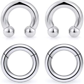 8G 6G 4G 2G Septum Ring Ear Gauges Earrings PA Ring Hypoallergenic 316L Surgical Steel Septum Nose Rings Hoops CBR Body Piercing Jewelry for Women Men Inner Diamond 12mm 14mm 16mm