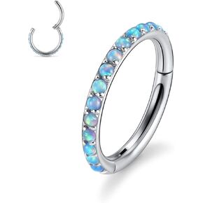 GAGABODY Hoop Conch Earring Septum Jewelry Septum Ring 16 gauge Hoop Earrings Daith Earrings 316L Surgical Steel Lip Rings with Opal Helix Earrings Hoop Rook Lobe Piercing Jewelry
