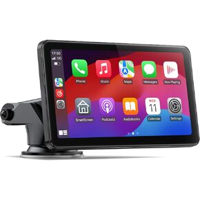 7-inch Portable Carplay Screen for Car Compatable with Apple CarPlay and Android Auto,Wireless Car Play Unit with GPS Navigation,Bluetooth,Mirror Link,Touch Screen for All Vehicles