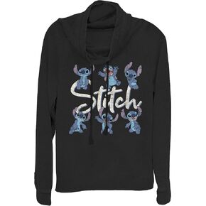 Disney Men's Lilo Stitch Poses Women's Long Sleeve Cowl Neck Pullover