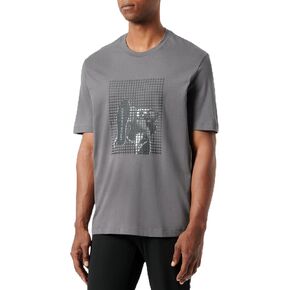Armani Exchange Men's Bottom of Shoe Graphic with Grid Overlay Regular Fit Tee