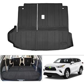 T TGBROS Cargo Mat مخصص مناسب لـ 2020-2023 2024 Toyota Highlander (يناسب الموديلات بدون مضخم الصوت الخلفي JBL) ملحقات جميع الأحوال الجوية بطانة البضائع بطانة الصندوق الخلفي أسود غير قابل للانزلاق