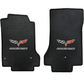 Lloyd Mats Heavy Duty Signature Rubber All Weather Floor Mats for Corvette C6 2005-2007.5 (Post Fastener) (2PC - Fronts, Black)