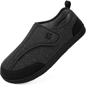 LongBay Men's Wide Slippers Adjustable Diabetic House Shoes Comfy Swollen Edema Slippers Indoor Outdoor